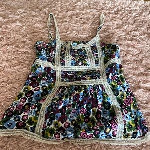 Flower lace strap tank top